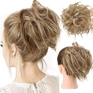 Tousled Updo Messy Bun Hairpiece Hair Extension Ponytail With Elastic Rubber